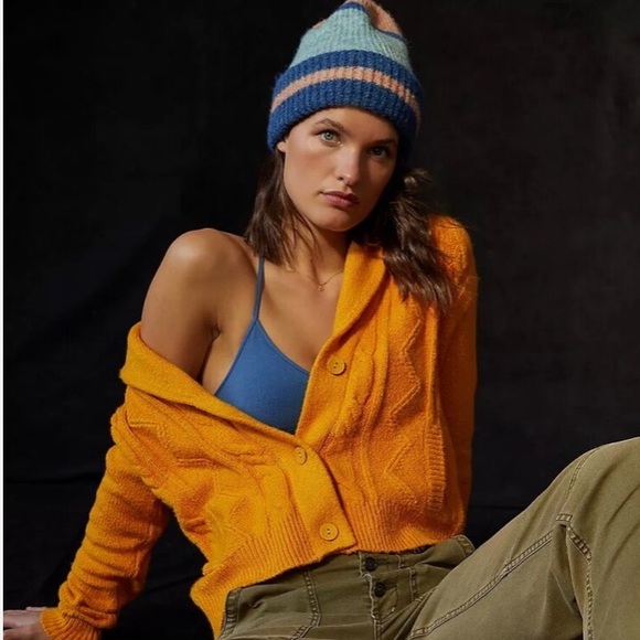 NWOT PILCRO CABLE KNIT CARDIGAN SWEATER IN MANGO SIZE XS Z360-1 - Picture 5 of 5